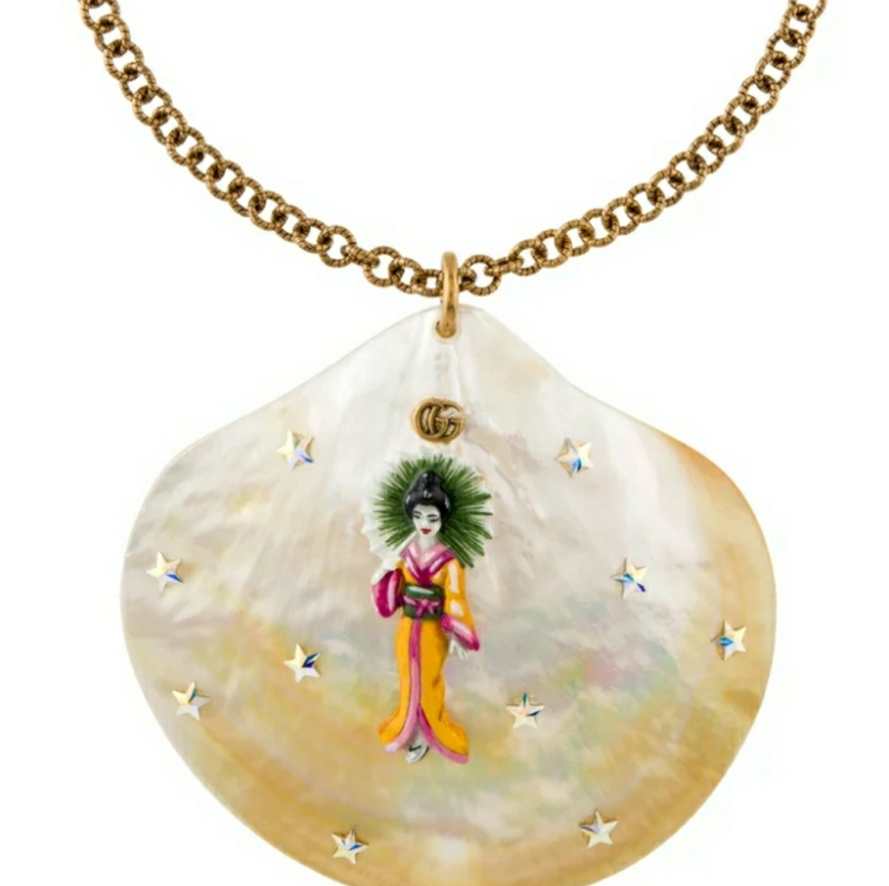 Gucci Mother of Pearl Kimono Shell Statement Necklace